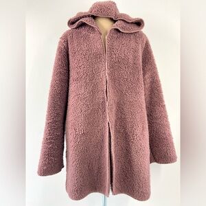 PINK Victoria’s Secret Sherpa Teddy Cardigan Jacket Dusty Rose Cozy Layer Sz M/L